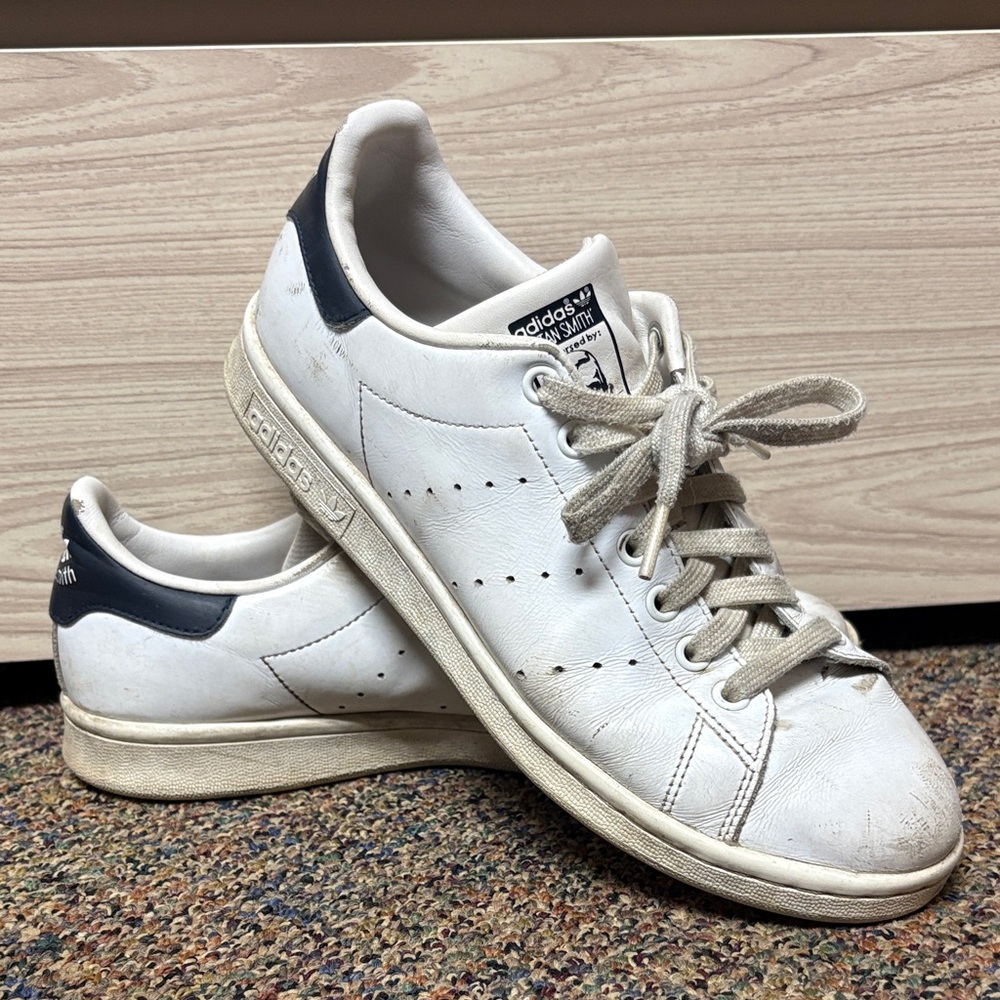 Adidas Men's White and Navy Sneakers